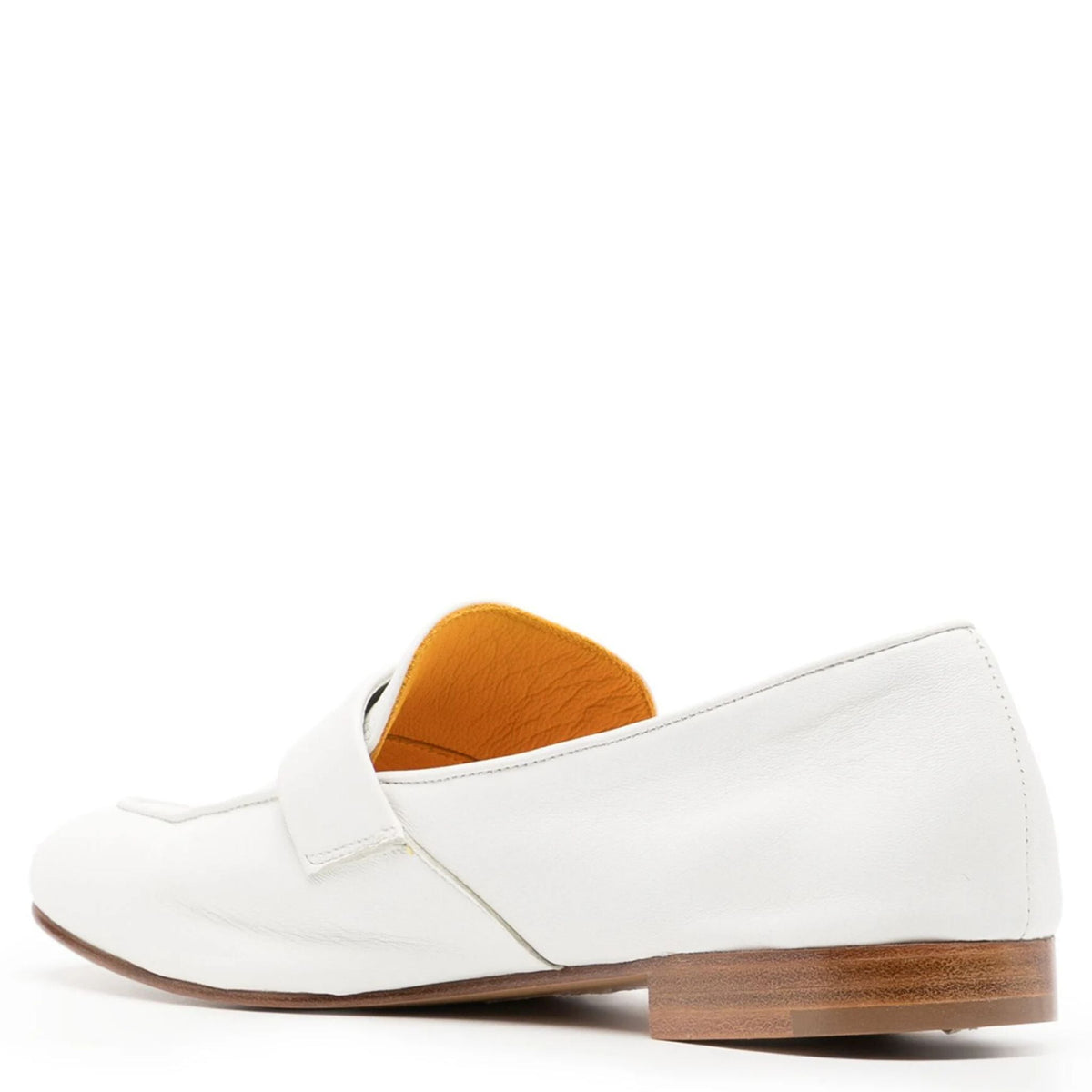 White Leather Lock Flat Loafer