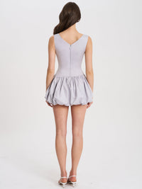 Zada Grey Pleated Breast Bubble Hem Mini Dress