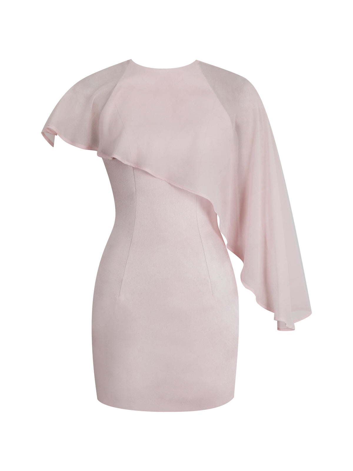 Umeko Tulip Pink Asymmetrical Cape Mini Dress