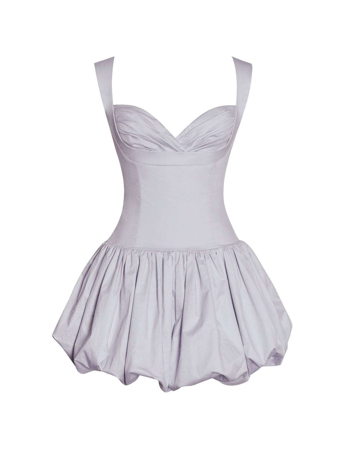 Zada Grey Pleated Breast Bubble Hem Mini Dress