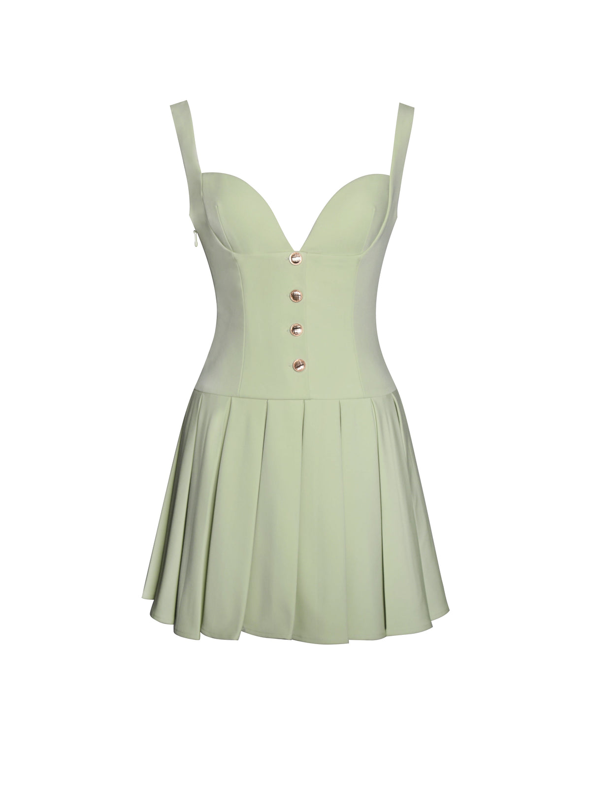 Tala Pistachio Green Sleeveless Pleated Preppy Mini Dress