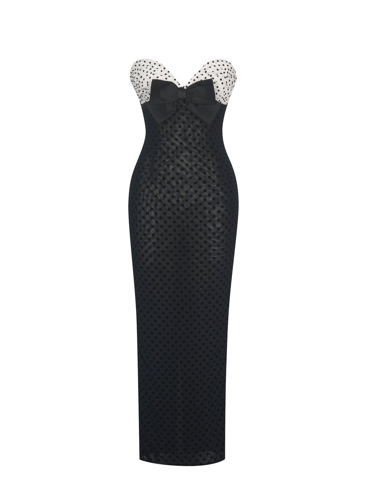 Faith Black and White Polka Dot Sweetheart Maxi Dress