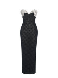 Faith Black and White Polka Dot Sweetheart Maxi Dress