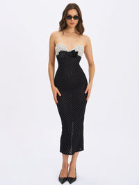 Faith Black and White Polka Dot Sweetheart Maxi Dress