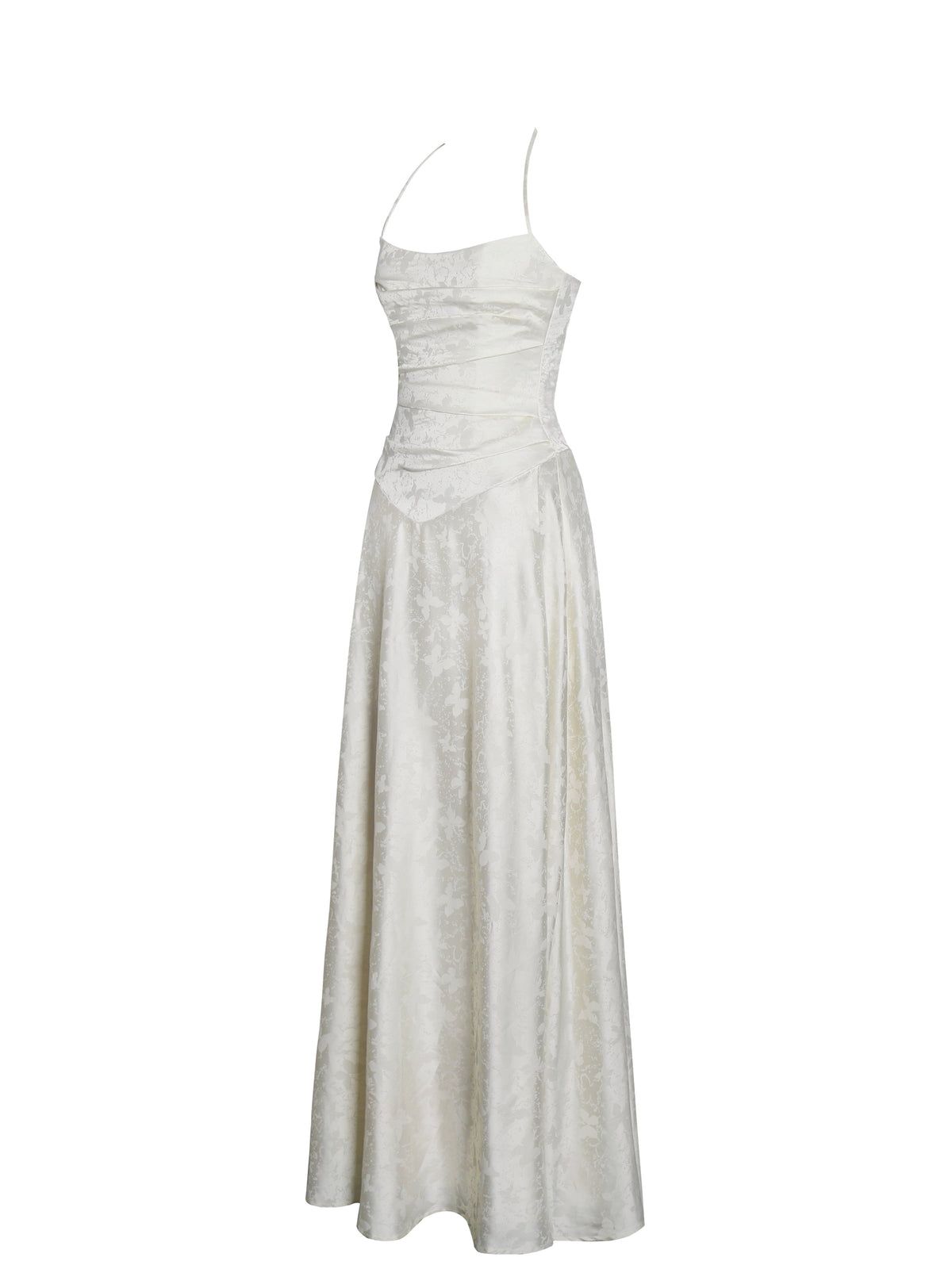 Raegan Pearl White Jacquard Ruched Maxi Dress