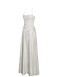 Raegan Pearl White Jacquard Ruched Maxi Dress