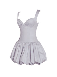 Zada Grey Pleated Breast Bubble Hem Mini Dress