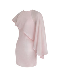 Umeko Tulip Pink Asymmetrical Cape Mini Dress