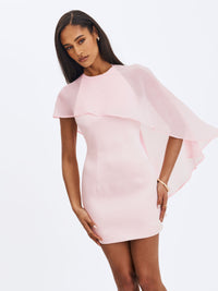 Umeko Tulip Pink Asymmetrical Cape Mini Dress