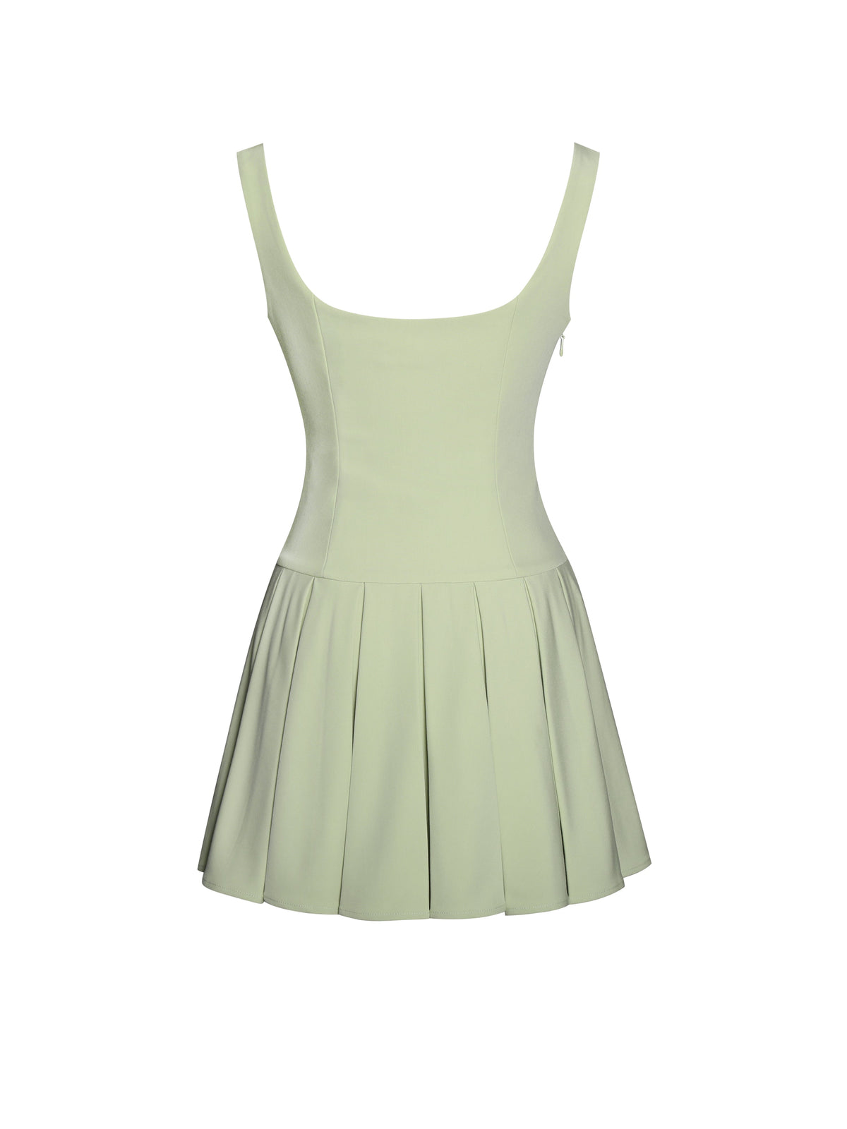 Tala Pistachio Green Sleeveless Pleated Preppy Mini Dress