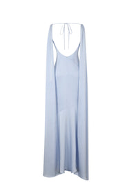 Eira Mist Blue Cowl Scarf-Detail Mermaid Maxi Dress