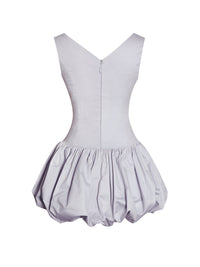 Zada Grey Pleated Breast Bubble Hem Mini Dress