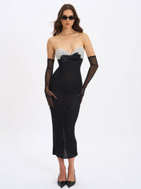 Faith Black and White Polka Dot Sweetheart Maxi Dress