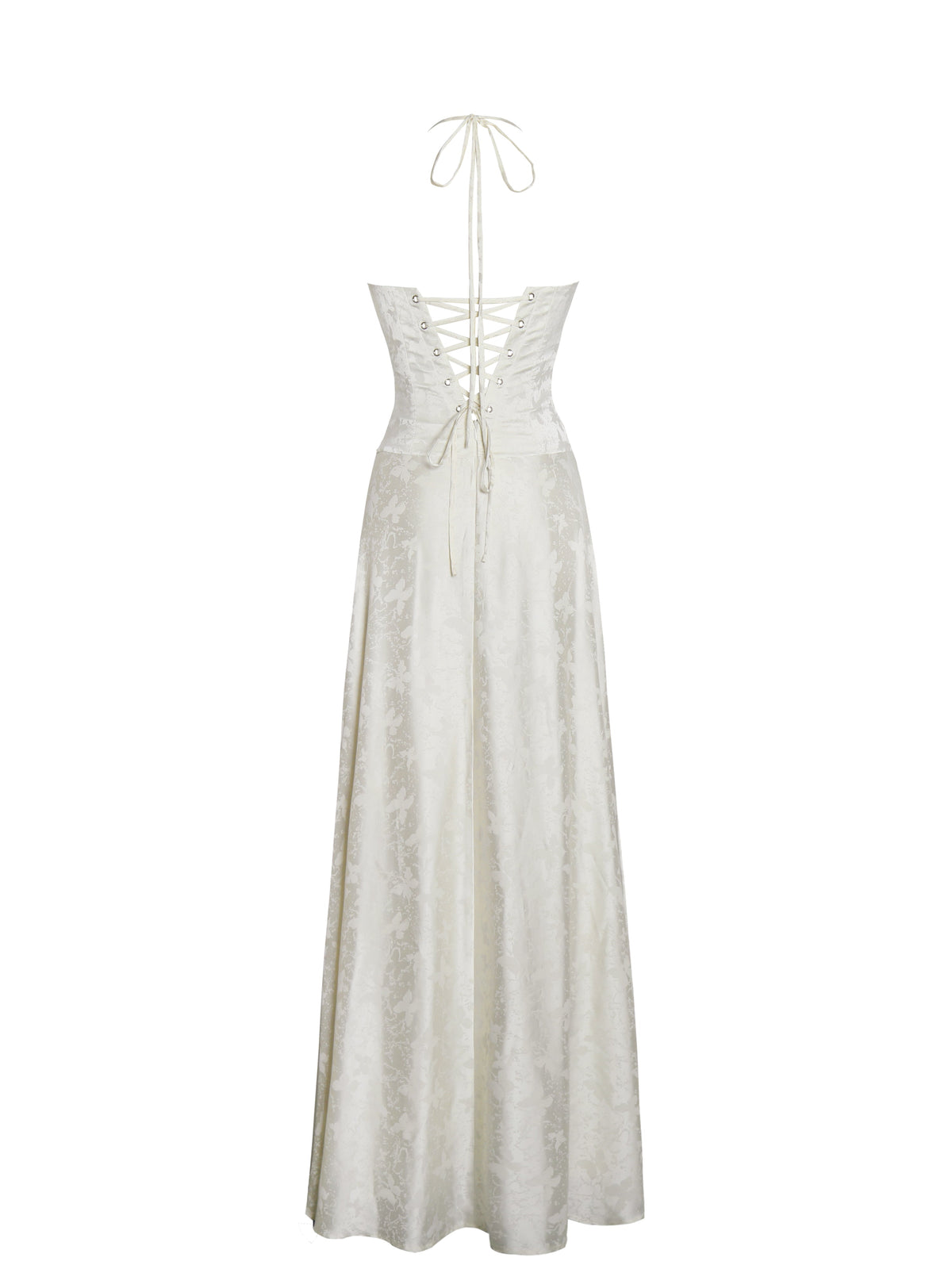 Raegan Pearl White Jacquard Ruched Maxi Dress