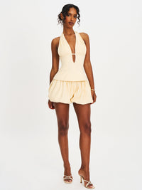 Quinzelle Off White Linen Bubble Shorts