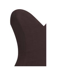 Giovana Espresso Sweetheart Draped Mesh Mermaid Maxi Dress