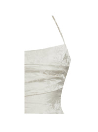 Raegan Pearl White Jacquard Ruched Maxi Dress