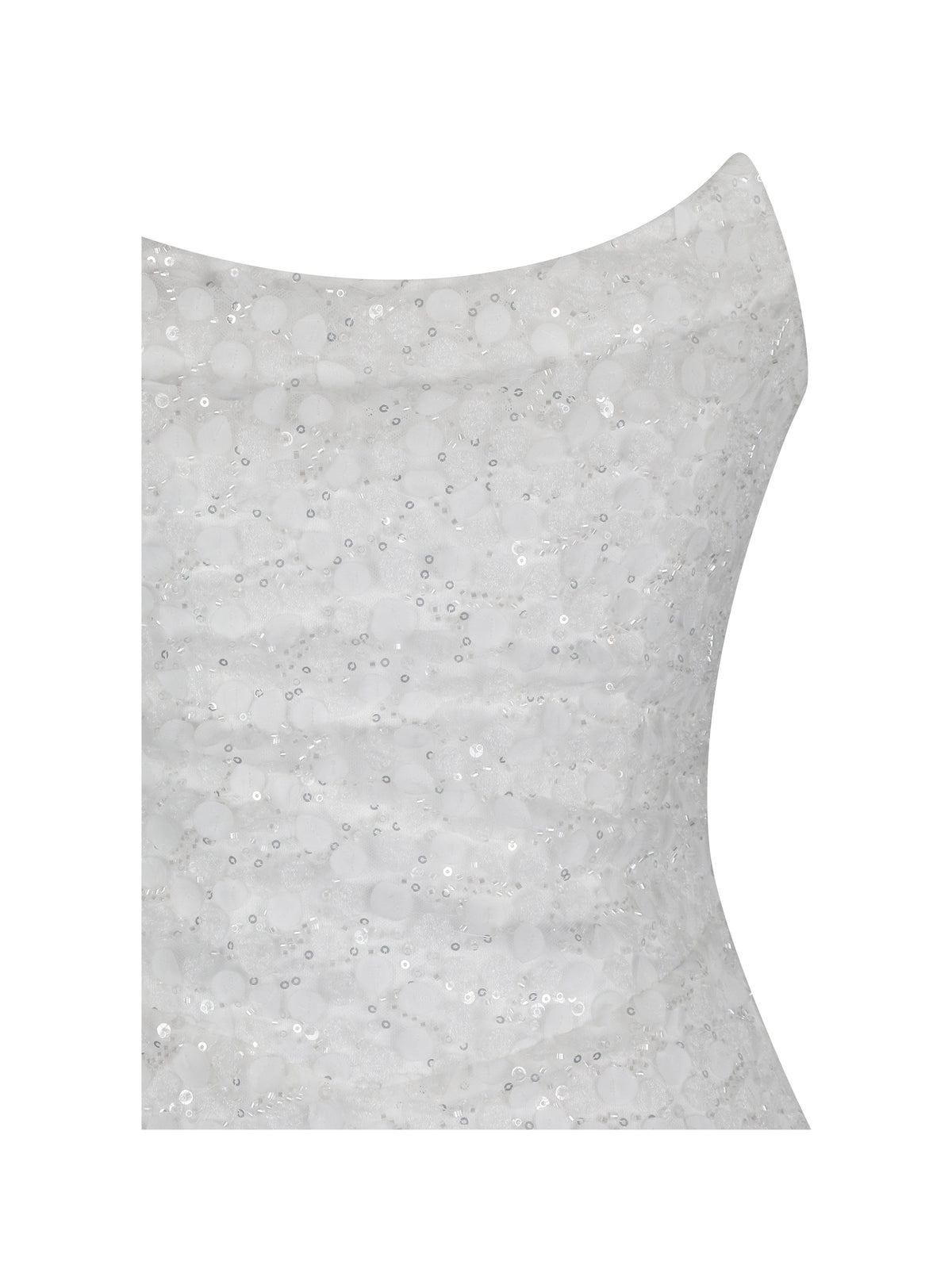 Myra White Beaded Mesh Strapless Wedding Dress