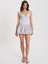Zada Grey Pleated Breast Bubble Hem Mini Dress