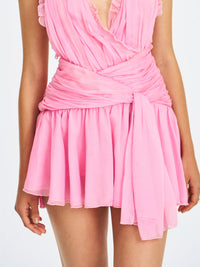 Odelle Tulip Pink Crinkle Chiffon Wrap Dress