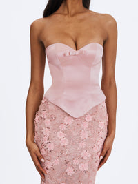 Uliya Rosy Pink Strapless Mermaid Peplum Maxi Dress