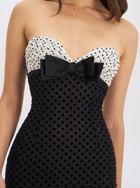 Faith Black and White Polka Dot Sweetheart Maxi Dress
