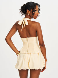 Quinzelle Off White Linen Bubble Shorts