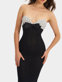 Faith Black and White Polka Dot Sweetheart Maxi Dress