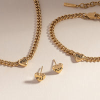 Engraved French 'Oui' & 'Non' Reversible Heart Necklace