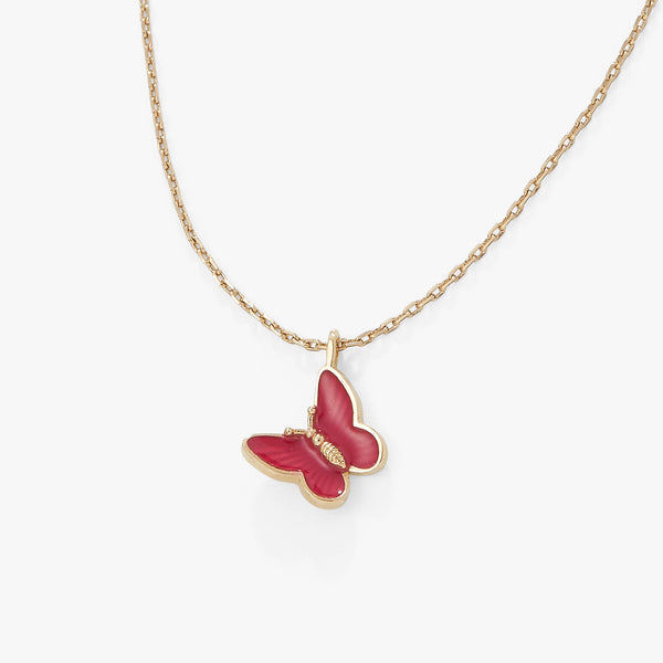 Pink Enamel Butterfly Necklace