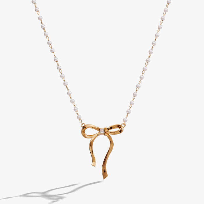 Bow Pearl Coquette Necklace
