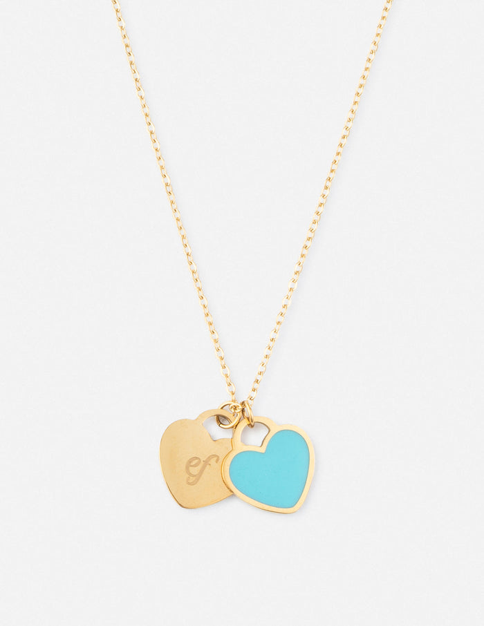 Blue Enamel Heart Logo Necklace