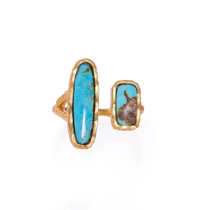 Deco Twin Stone Ring - Turquoise
