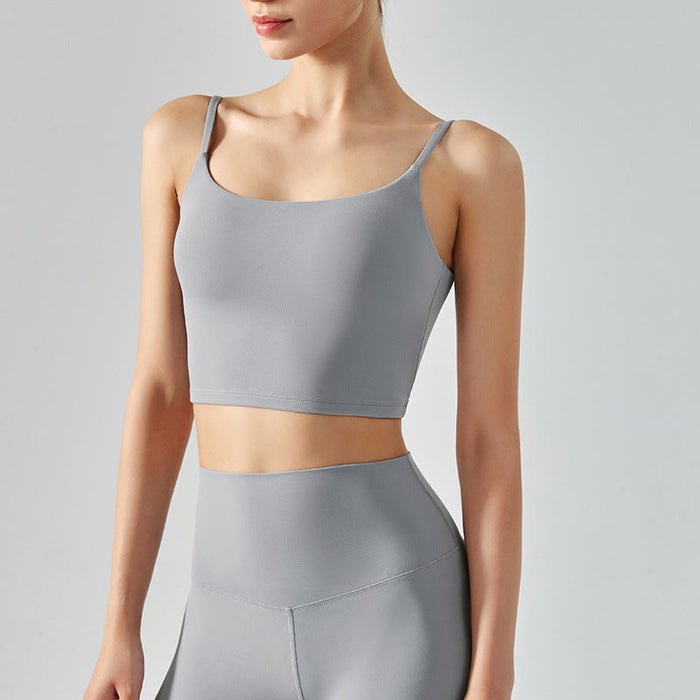 Spring Summer Sports Underwear Yoga Clothes Vest Women Deep U Beauty Back Sling Shockproof Workout Top Fitness Clothes with Chest Pad