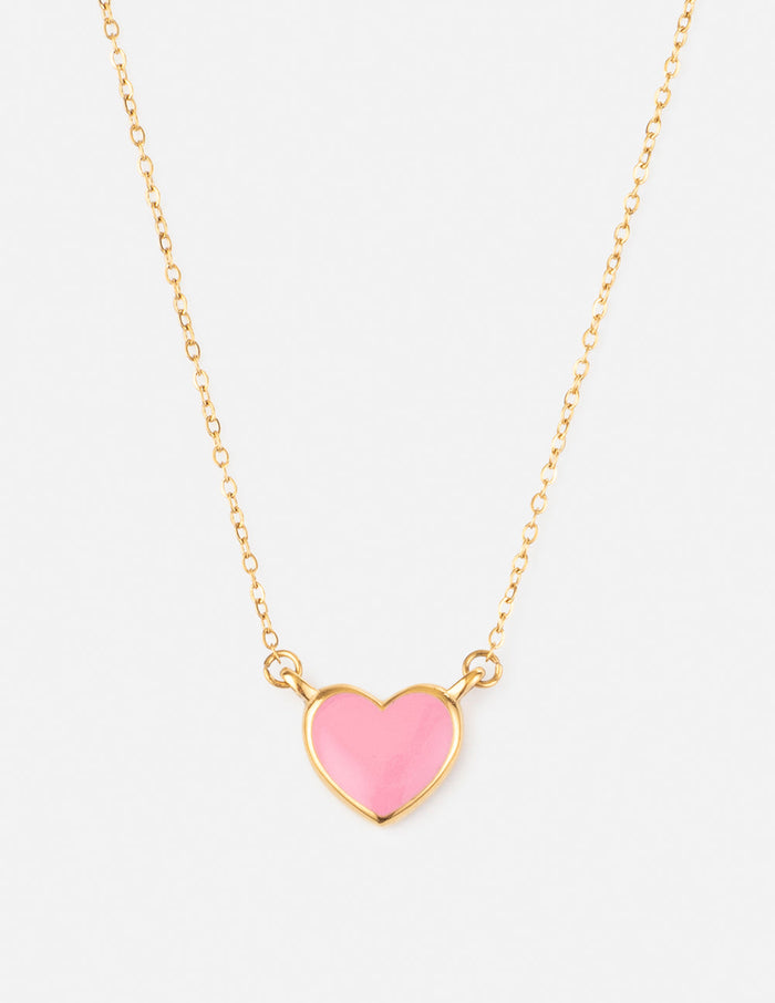 Pink Enamel Heart Necklace