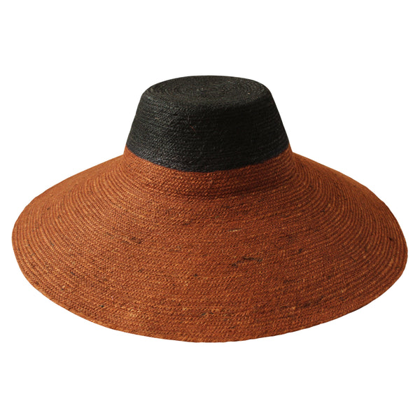 The Riri Duo Jute Straw Hat in Burnt Sienna & Black