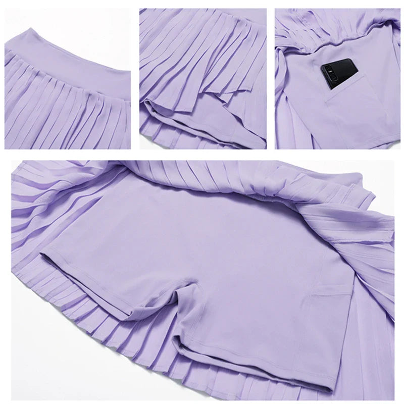 Women's Pleated Tennis Skirts with Pockets for Workout  Gym  Golf  and Running