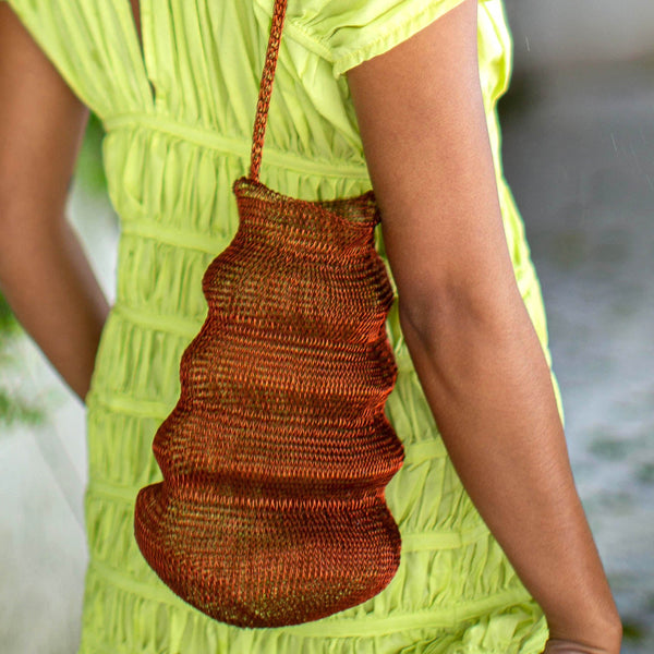The Shell Handwoven Wire Bag In Copper