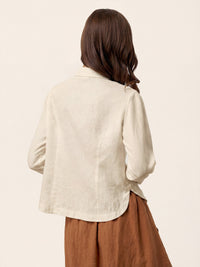 100% Linen Small Collar Curved Hem Tailored Shirt AVELINE