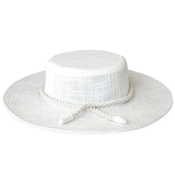 The Loretta Linen Jute Hat In Off White