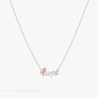 'Hope' Breast Cancer Awareness Pink Ribbon Necklace