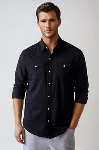 Buki’s Cinqo Western Tech Shirt - Black - 02AMSTORY - LONG SLEEVE SHIRTS - Buki