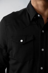 Buki’s Cinqo Western Tech Shirt - Black - 02AMSTORY - LONG SLEEVE SHIRTS - Buki