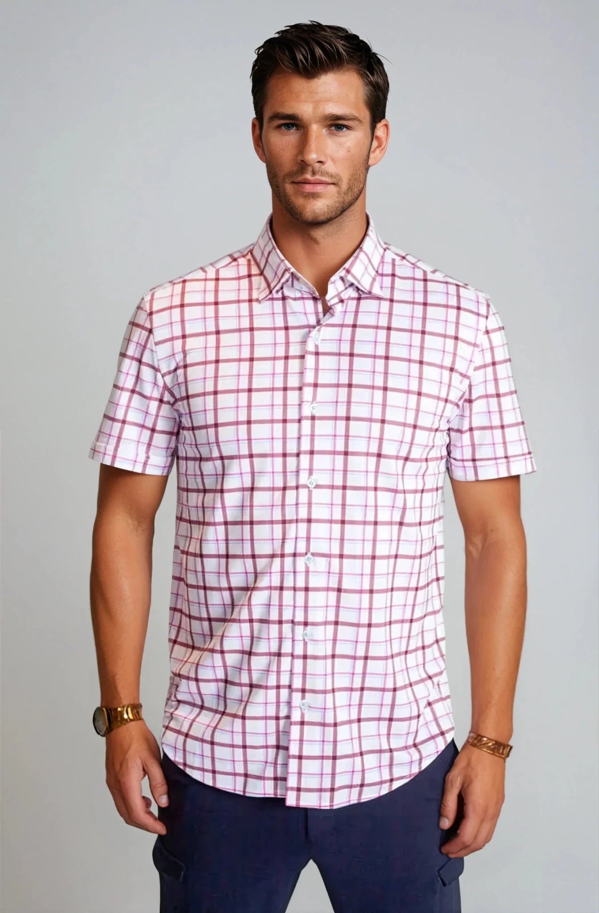 Carnaby Plaid Short Sleeve Tech Shirt - 02AMSTORY - SHORT SLEEVE SHIRTS - Buki