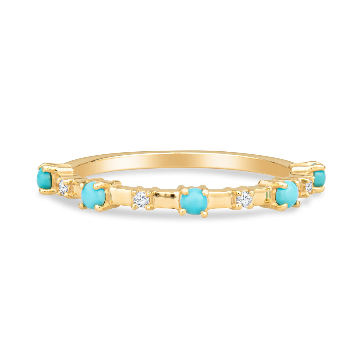 Alyssa 14K Gold Turquoise Dainty Ring with White Diamonds