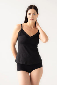 Cotton Camisole with lace trim - 02AMSTORY - CAMISOLE - Salua Lingerie