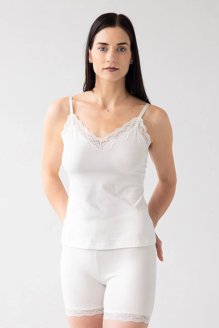 Cotton Camisole with lace trim - 02AMSTORY - CAMISOLE - Salua Lingerie