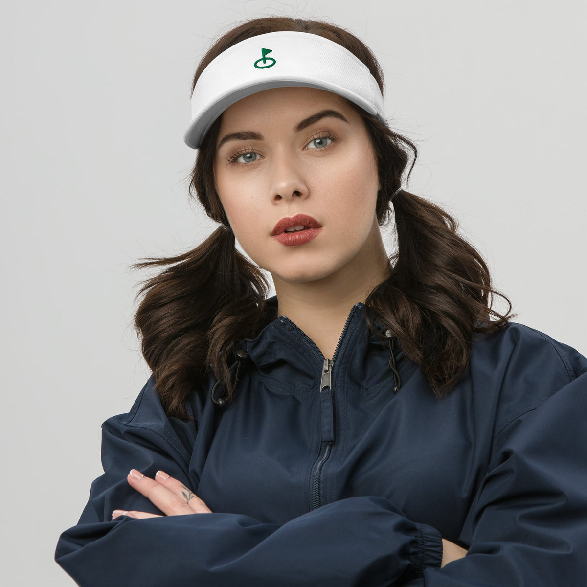 Embroidered Golf Flag Visor – Minimalist Women’s Golf Visor - 02AMSTORY - Mulligans & Mimosas