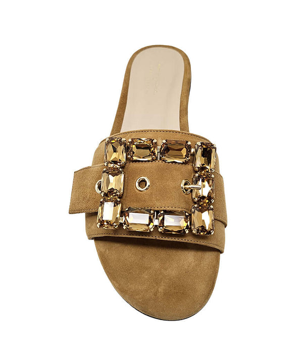 Fade Jeweled Buckle Khaki Sandal