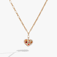 Puffy Heart Gemstone And Pearl Pendant Necklace